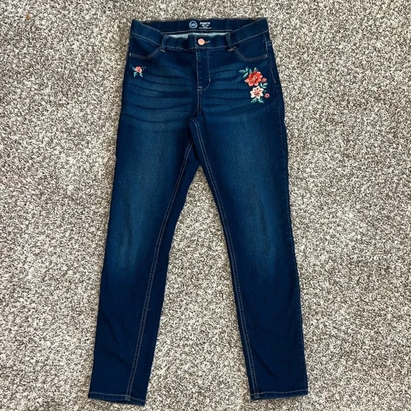 Wonder Nation Dark Blue Jeans with Floral Embroidery - Picture 3 of 6